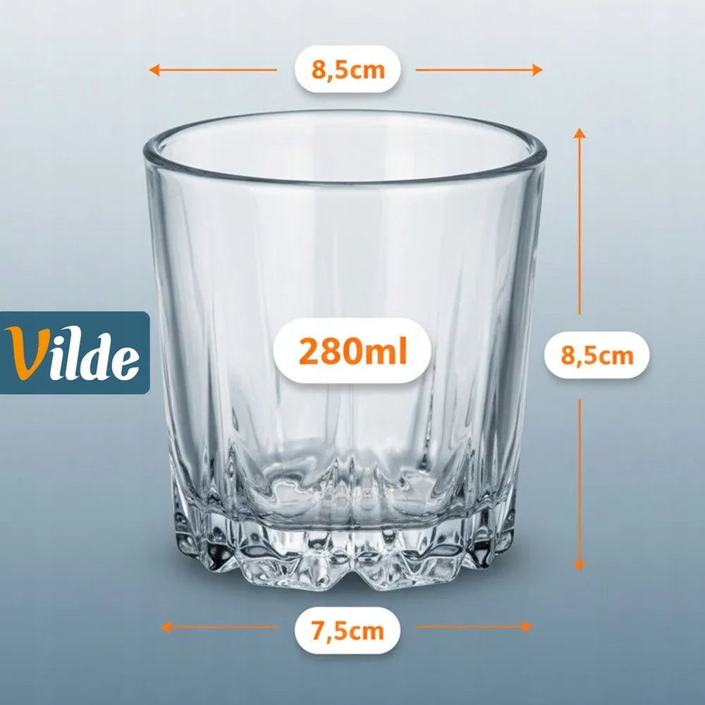 6x Vilde stiklinės viskiui, gėrimams, 280 ml komplektas