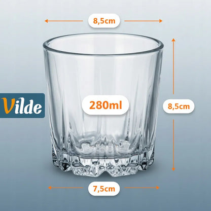 6x Vilde stiklinės viskiui, gėrimams, 280 ml komplektas