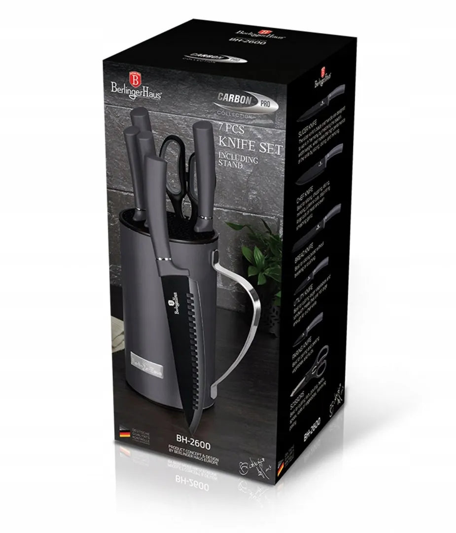 7 dalių peilių rinkinys BERLINGER HAUS Carbon Pro BH-2600