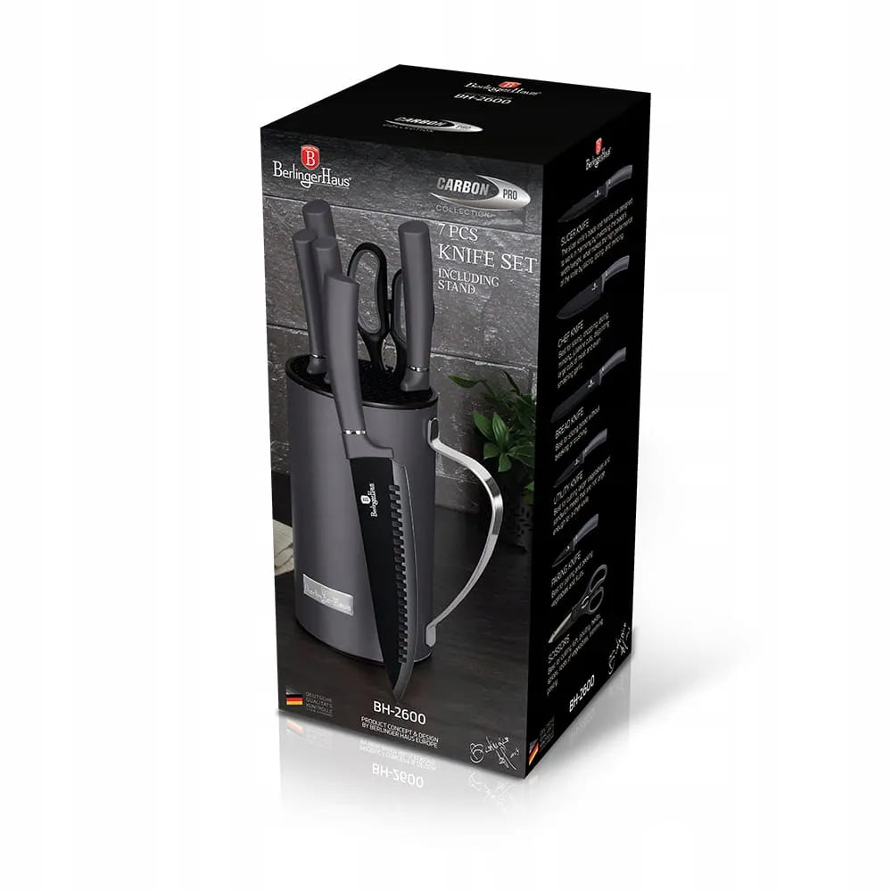 7 dalių peilių rinkinys BERLINGER HAUS Carbon Pro BH-2600