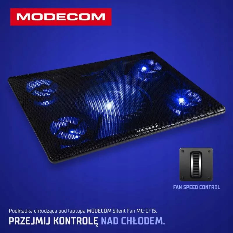 MODECOM CF15 nešiojamojo kompiuterio aušinimo stovas 15,6"–17,3" su penkiais LED ventiliatoriais