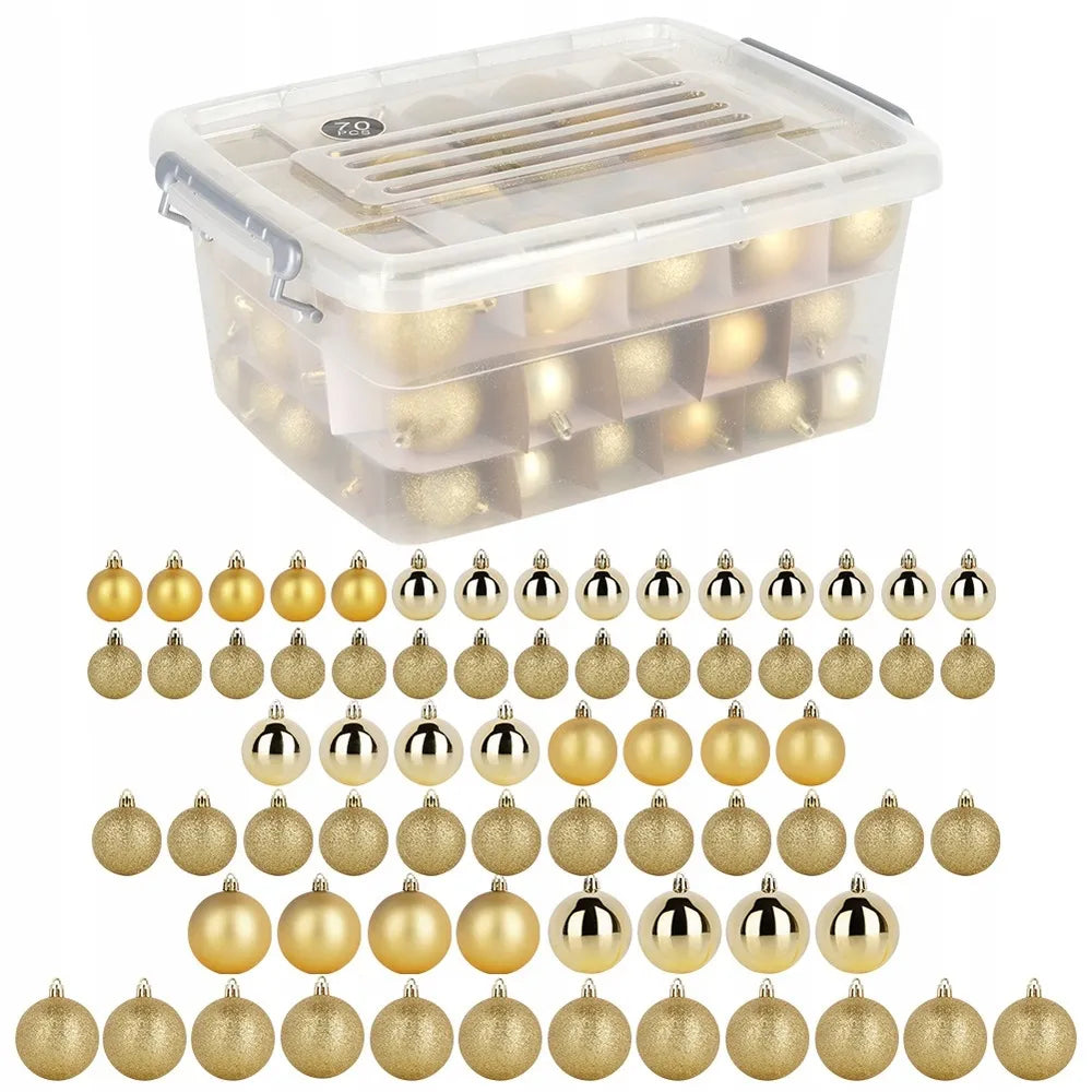 70x auksiniai nedūžtantys kalėdiniai eglutės žaisliukai, Vilde rinkinys