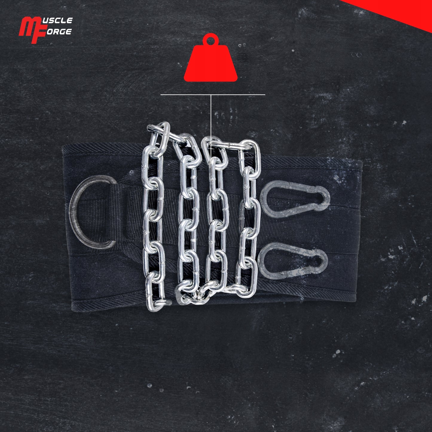 Diržas Dips papildomam svoriui, tvirtas, 240 kg, su grandine