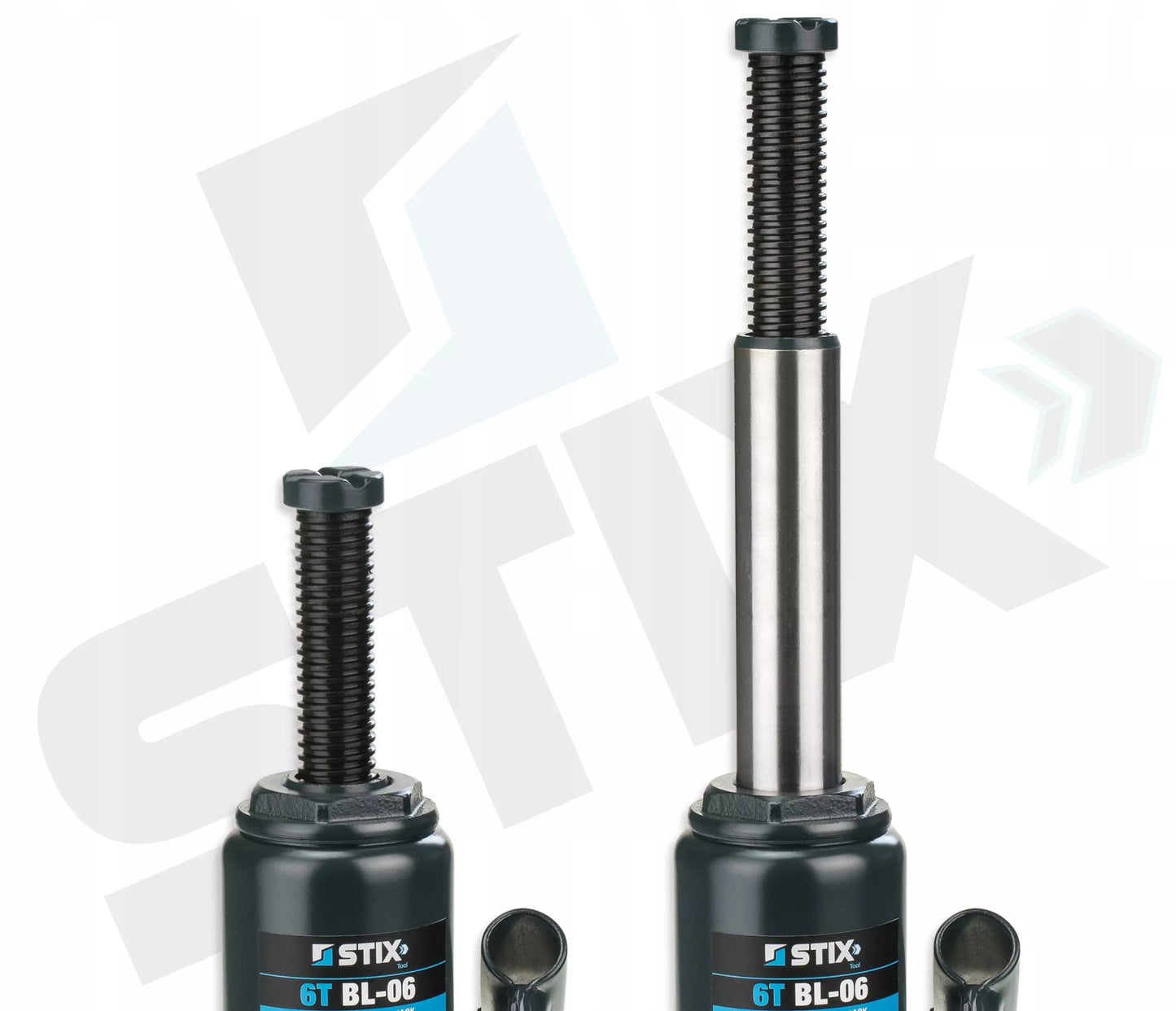 Stulpinių keltuvų 6T 200-405mm butelinis dviejų pakopų domkratas BL-06 STIX