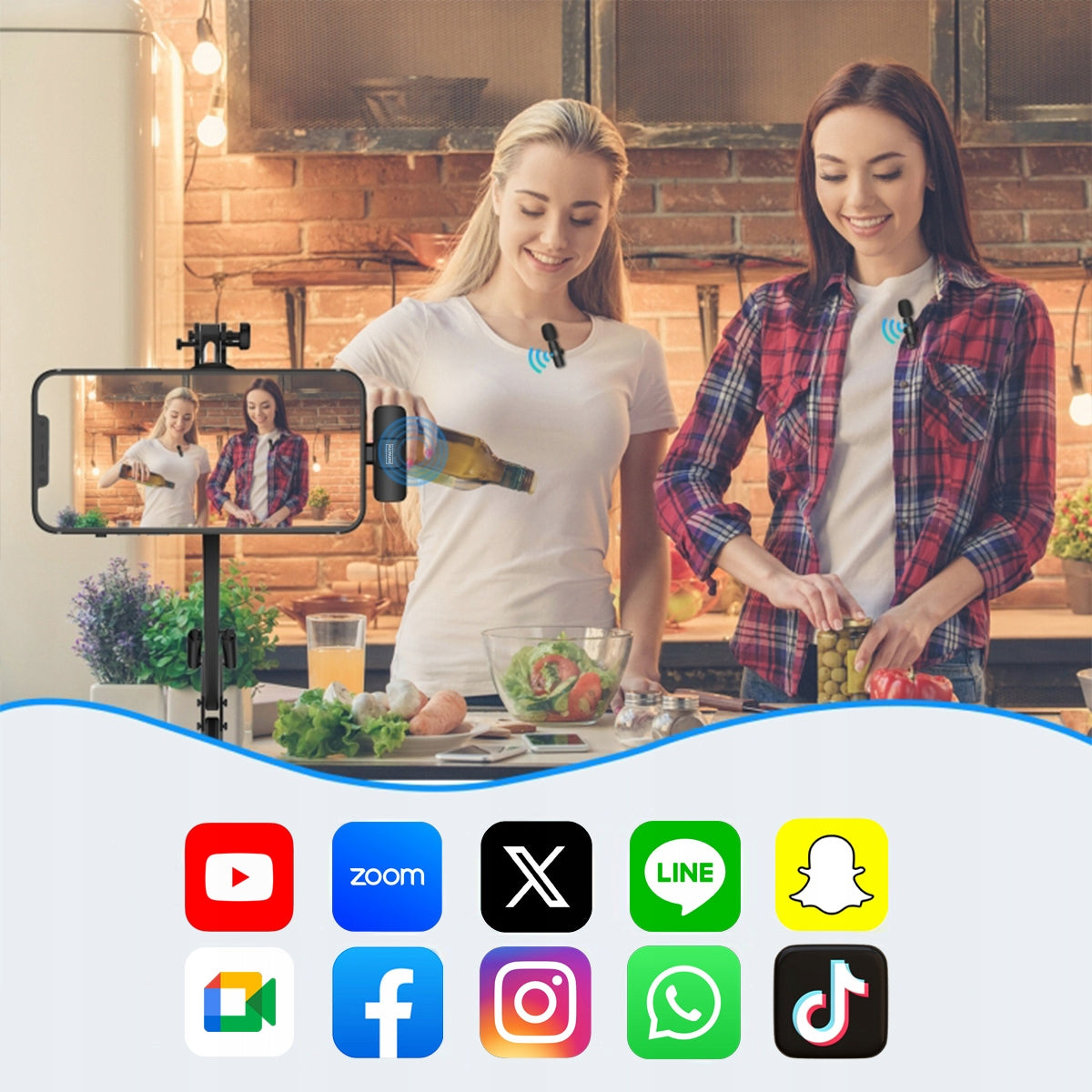 Mini belaidis atlapinis kondensatorinis mikrofonas telefonui, kompiuteriui, USB-C