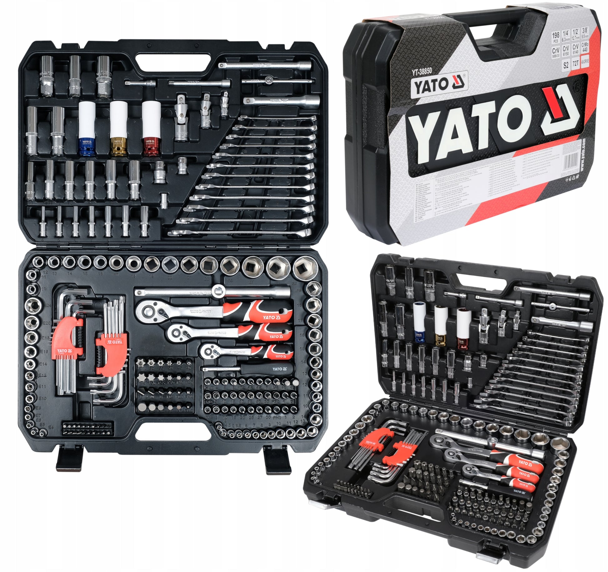 YATO KODĖLIŲ RINKINYS KNAIBLIŲ DĖŽUTĖ 1/4", 3/8