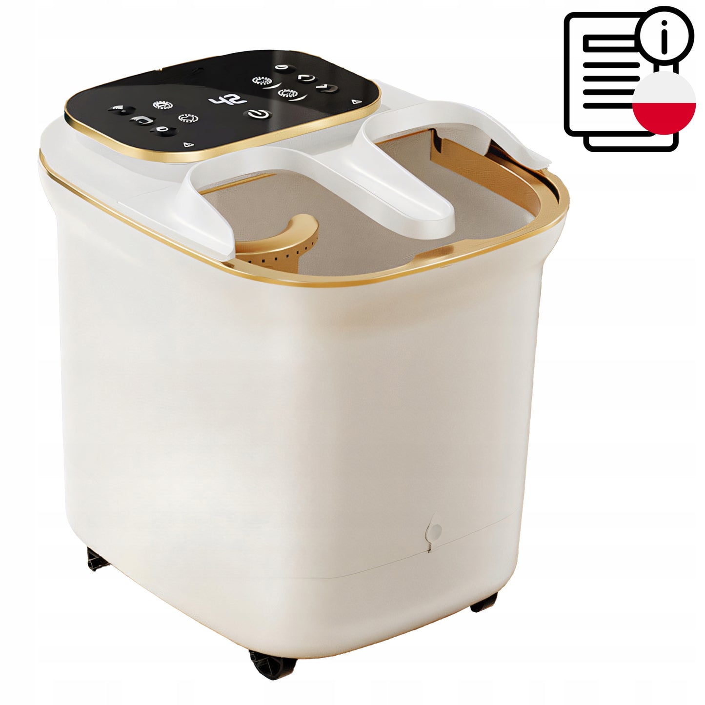 Vandens pėdų hidromasažuoklis, šildomas, su masažo galvutėmis ir voleliais, LCD, 500W