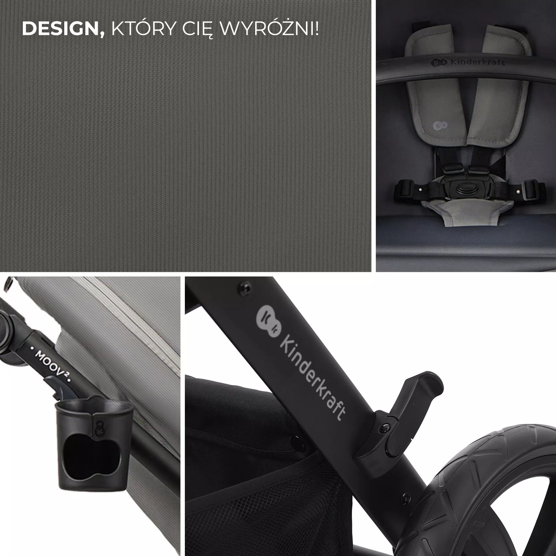 Daugiafunkcis 3 viename vežimėlis MOOV 2 AIR su automobilio kėdute MINK PRO, pilkas