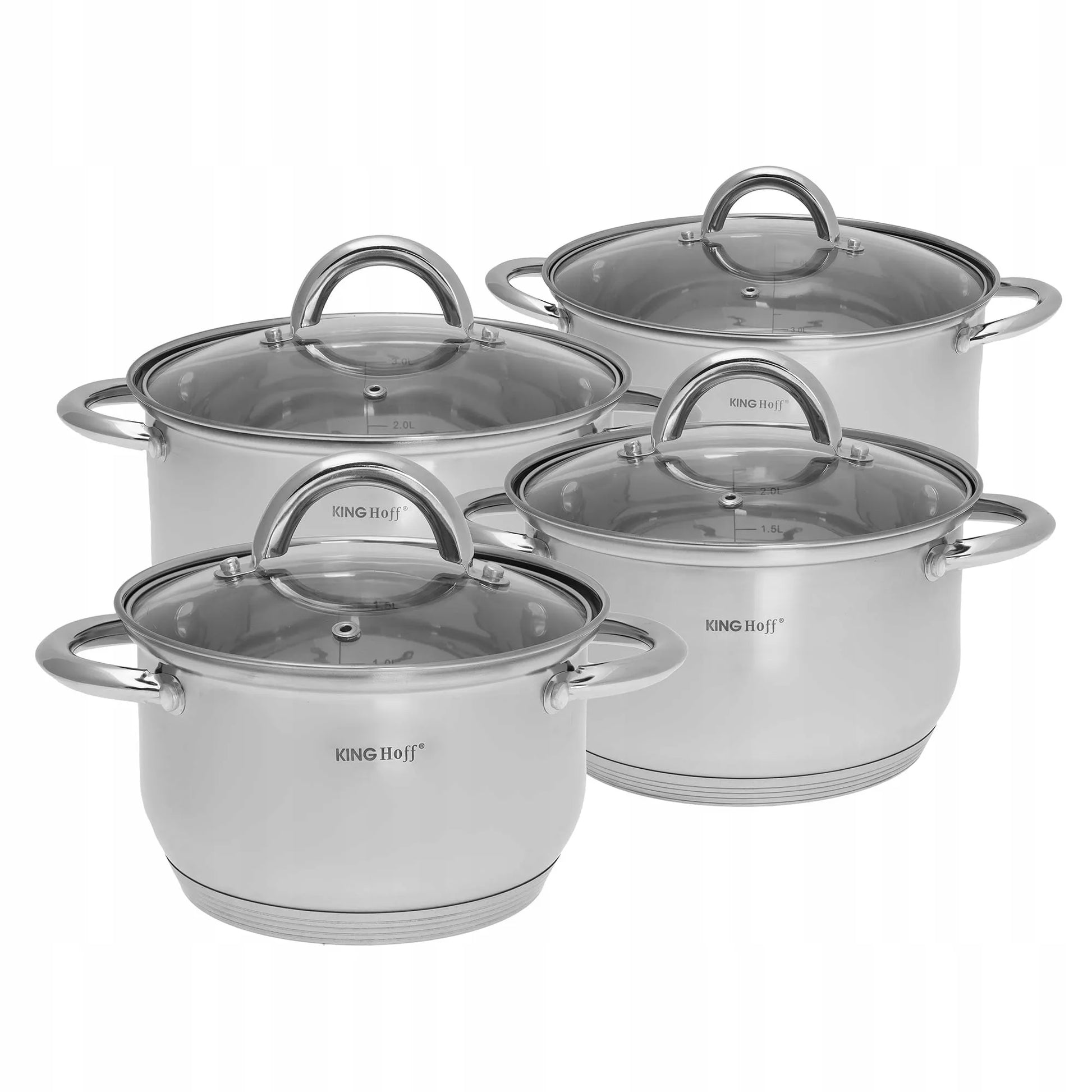 8 dalių nerūdijančio plieno puodų rinkinys Kinghoff KH-4448