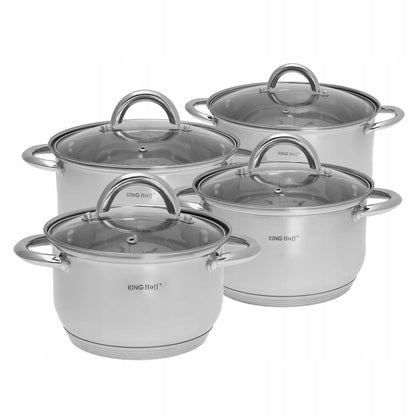 8 dalių nerūdijančio plieno puodų rinkinys Kinghoff KH-4448