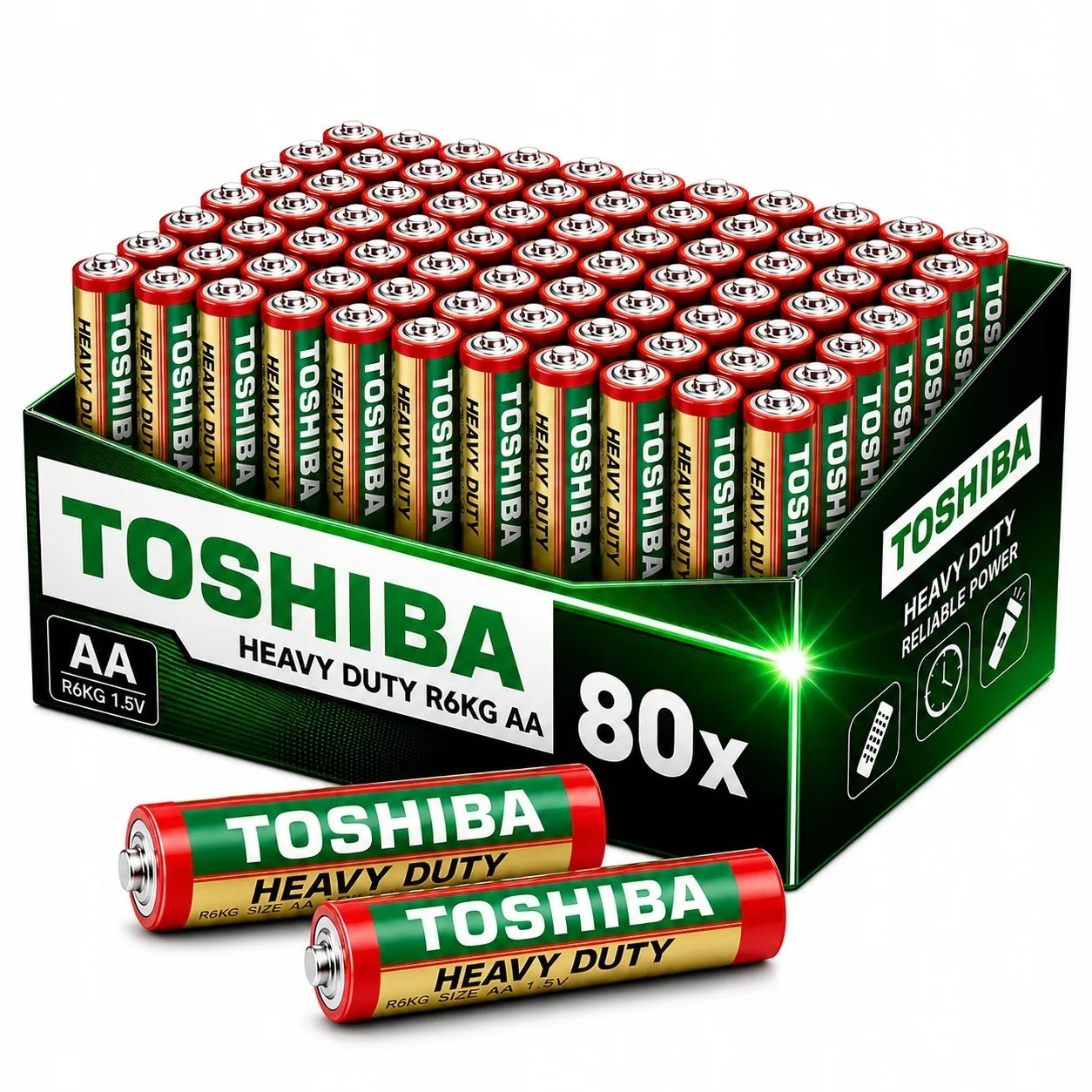 80 vnt. AA baterijų komplektas Toshiba Heavy Duty 1,5V R6