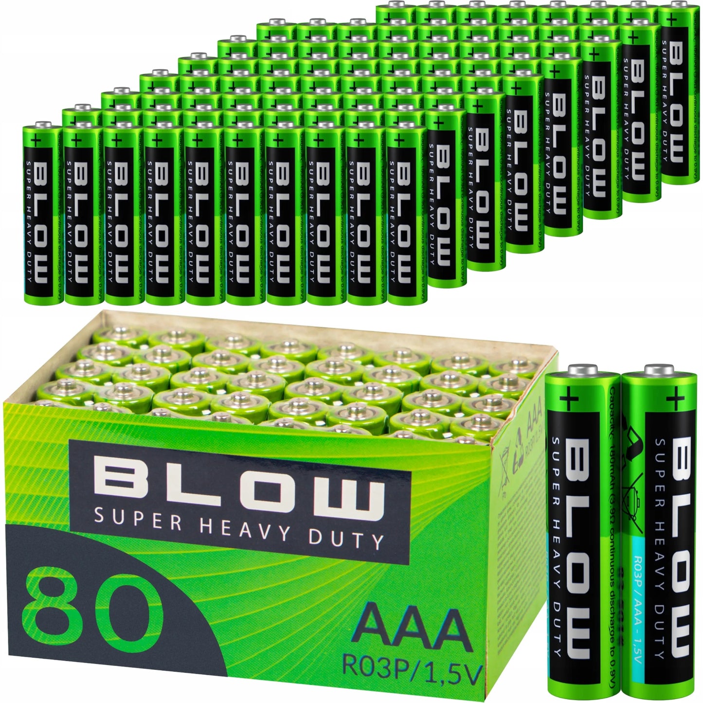 80 vnt. AAA cinko-anglies baterijų rinkinys BLOW Heavy Duty 1,5V
