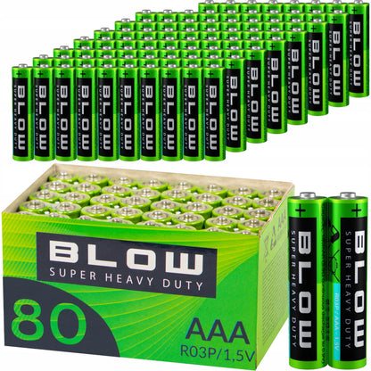 80 vnt. AAA cinko-anglies baterijų rinkinys BLOW Heavy Duty 1,5V