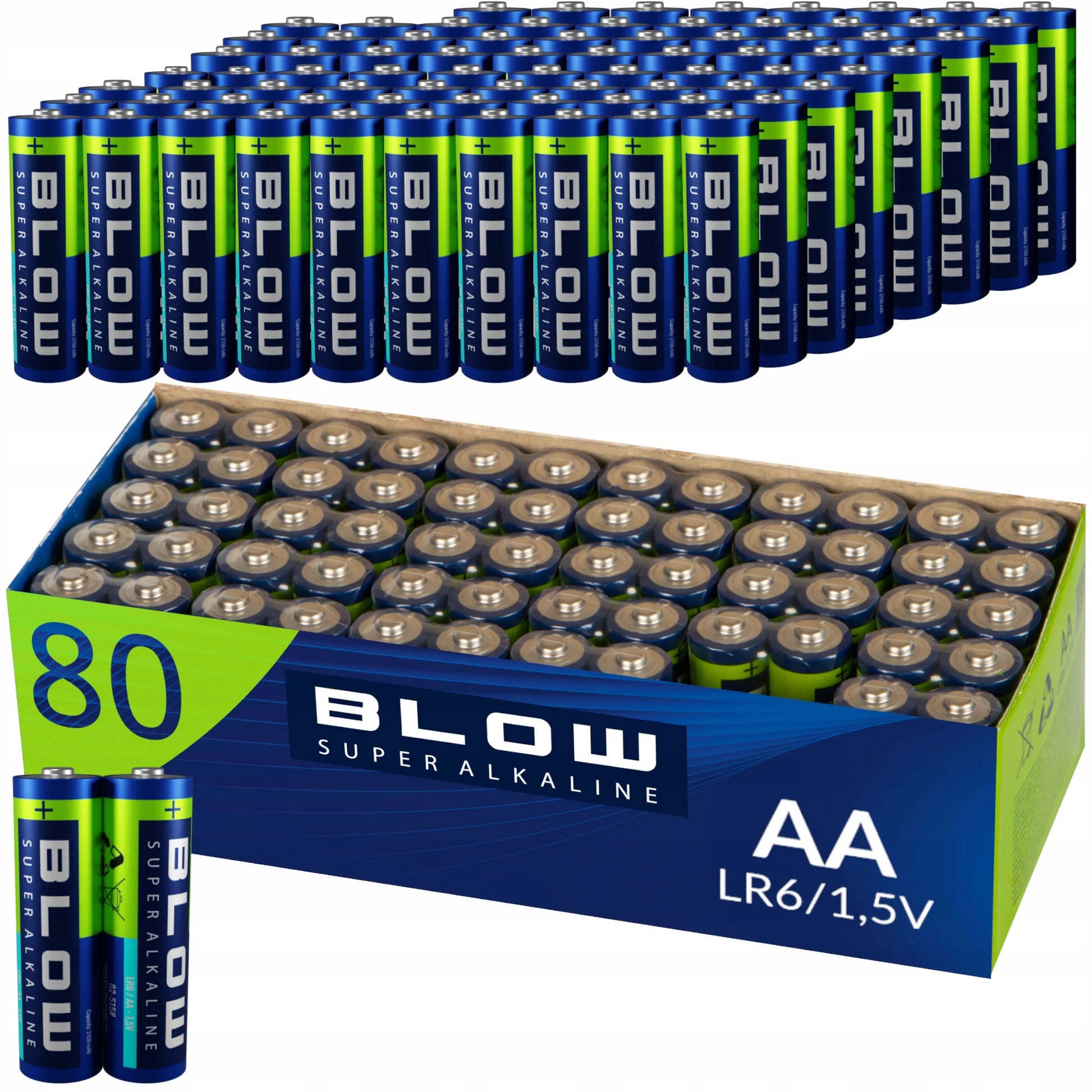 80x Šarminės baterijos BLOW AA LR6 R6 rinkinys
