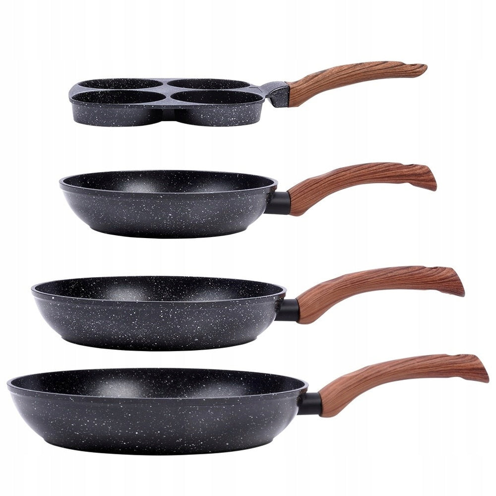 3x GRANITINĖ keptuvė keptuvės komplektas 20 24 28 cm + keptuvė kiaušiniams