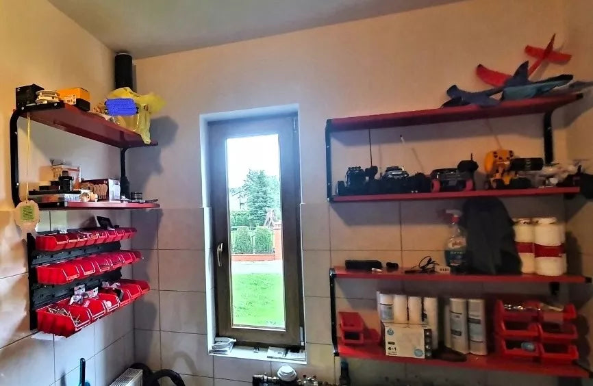 Metalinė sieninė lentyna 95 cm dviguba PG2CR dirbtuvėms, loftui, garažui