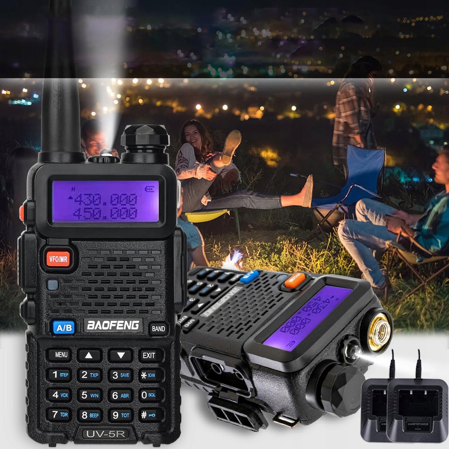 2 vnt. Baofeng UV-5R OEM HTQ RADIOTELEFONINIS SIŲSTUVAS-IMTUVAS SKENERIS
