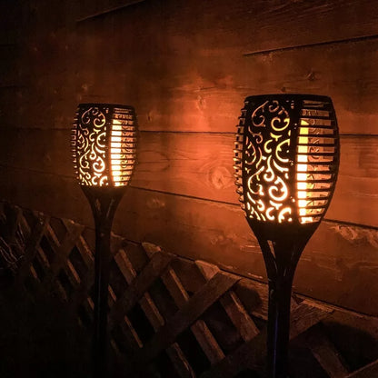 8 szt. Solarna lampa ogrodowa LED w kształcie pochodni z efektem płomienia, zestaw lampek do ogrodu