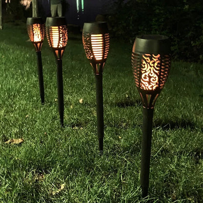 8 szt. Solarna lampa ogrodowa LED w kształcie pochodni z efektem płomienia, zestaw lampek do ogrodu