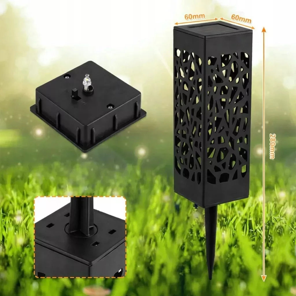 8 szt. Solarna lampa LED do wbijania w ziemię, ogrodowa latarnia ażurowa, barwa CIEPŁA