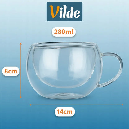 8x termo stiklinės su dvigubomis sienelėmis kavai ir arbatai 280+320 ml
