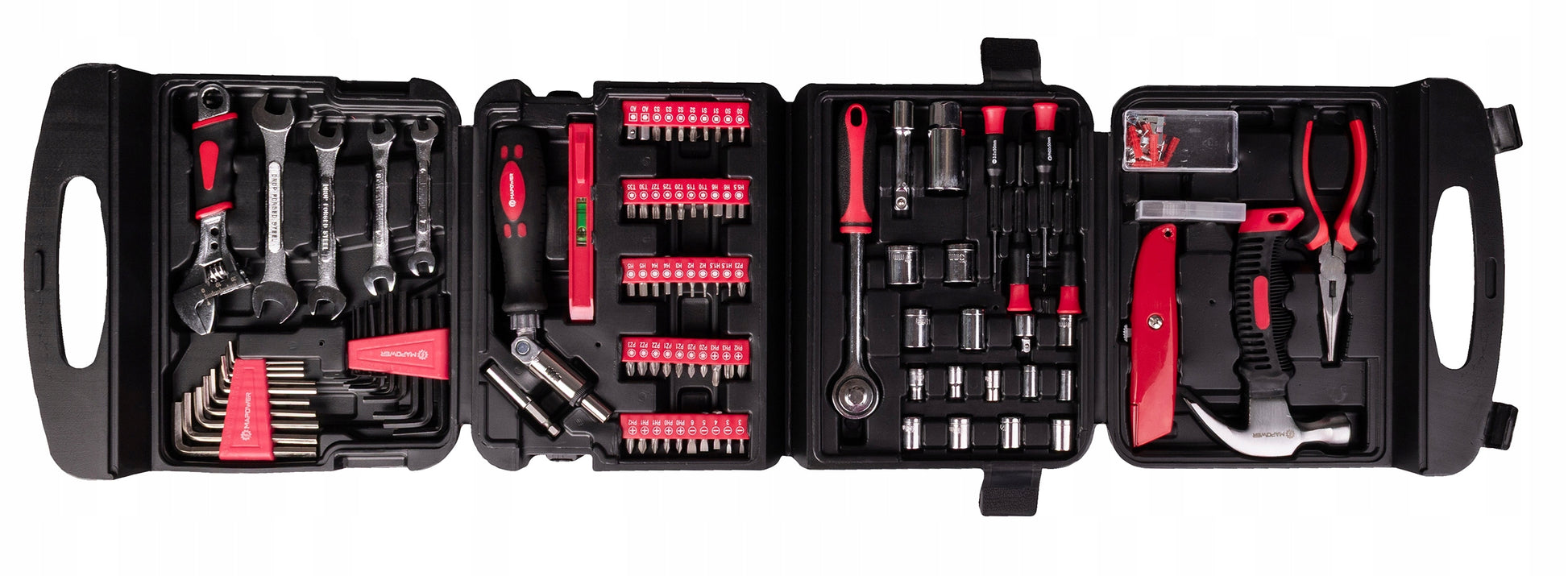 ĮRANKIŲ RINKINYS RAKTAI ĮRANKIŲ DĖŽUTĖ CRV GALVUTĖS ANGALAI 165 ELE MAPOWER