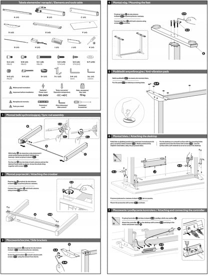 Elektrinis reguliuojamas stalas Control+ 120/60 LVNSystem juodas, aukščio reguliavimas 73-122 cm