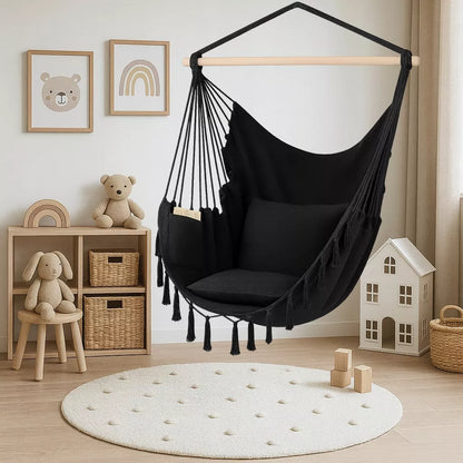 BOHO pakabinamas krėslas Braziliška kėdė sodo hamakas balkonui JUODAS