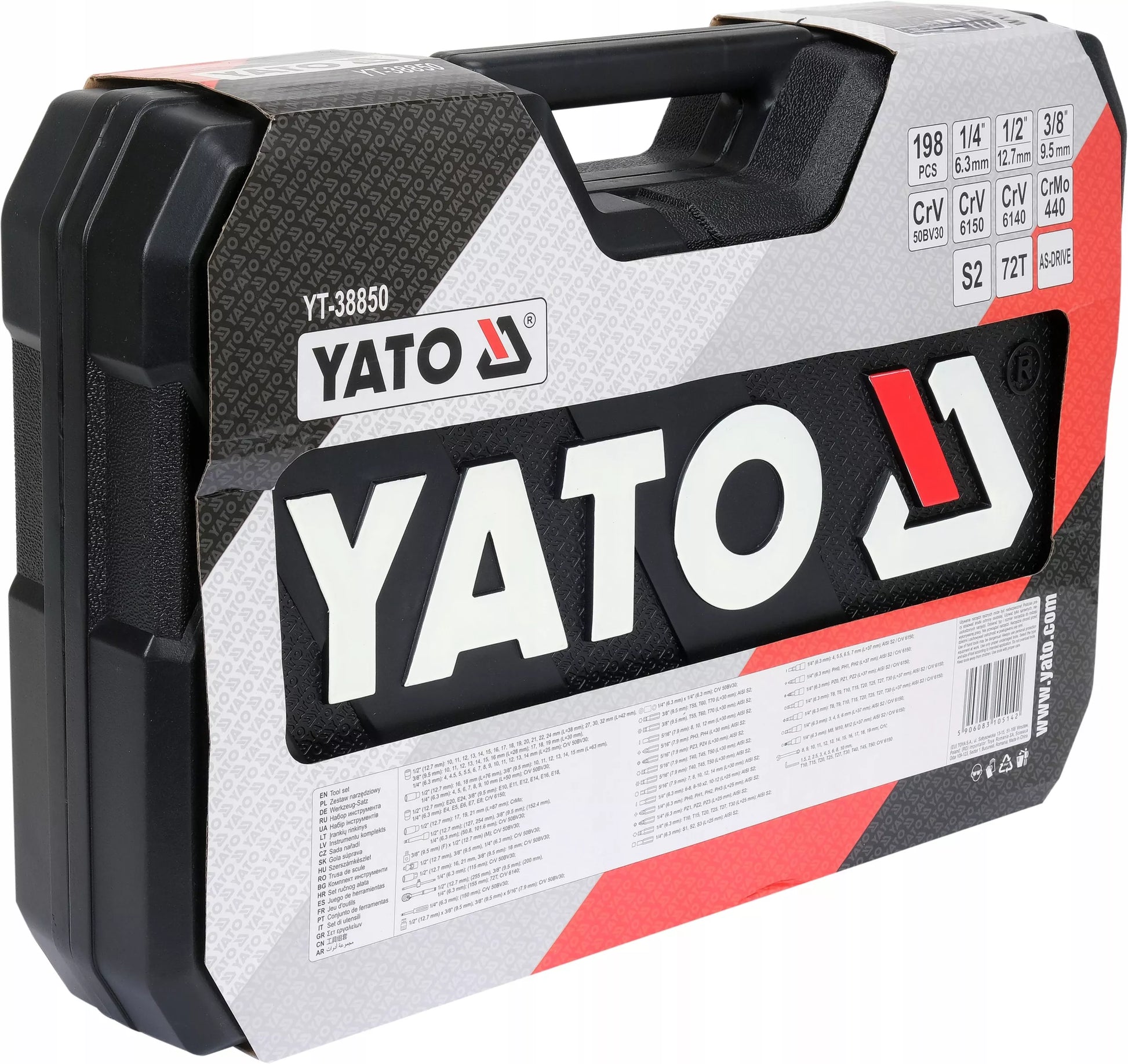 YATO KODĖLIŲ RINKINYS KNAIBLIŲ DĖŽUTĖ 1/4", 3/8