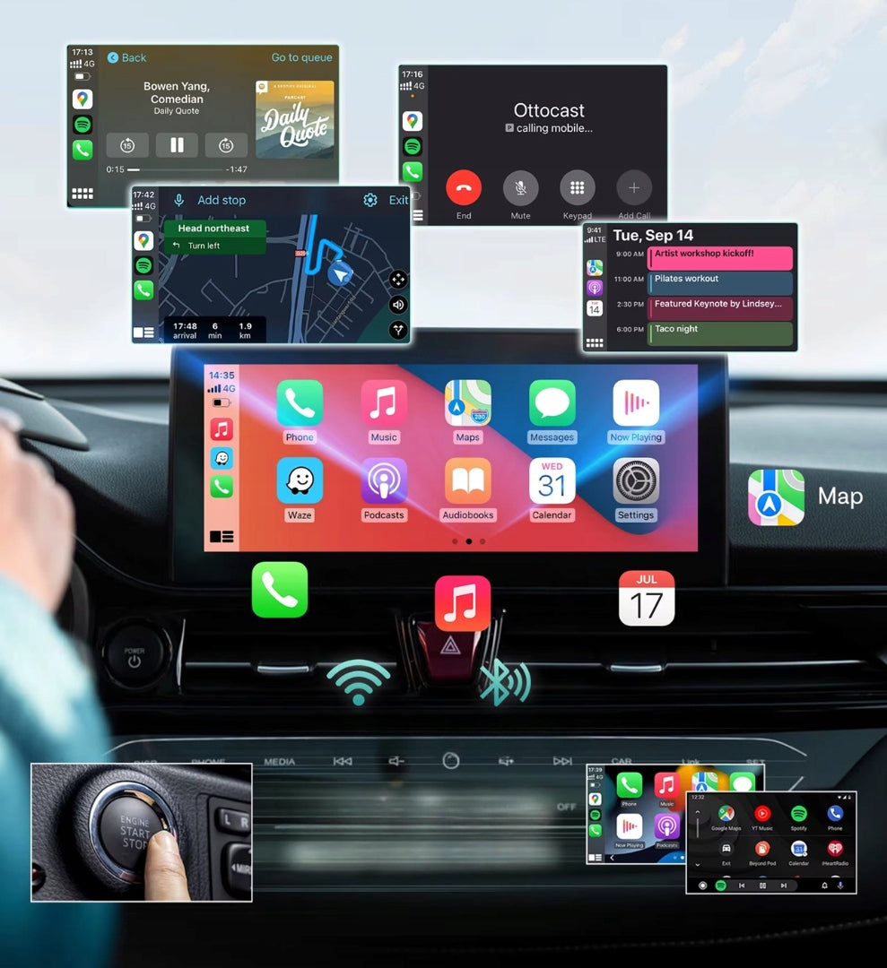 Belaidis Automobilinis Adapteris USB Android Auto Apple CarPlay OTTOCAST