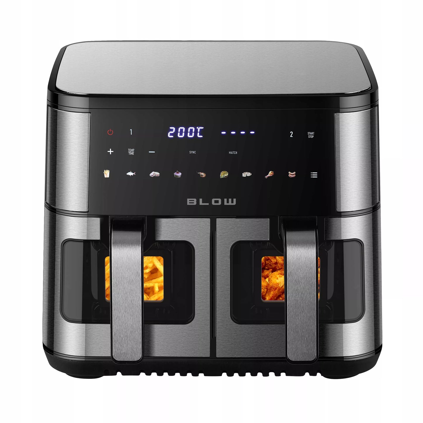 DVIGUBASIS "AIR FRYER" FRYTINĖ BE-ALIEJINĖ KEPIMO KROSNELĖ XXL 9L 2 kaitinimo elementai GALINGA 2600W