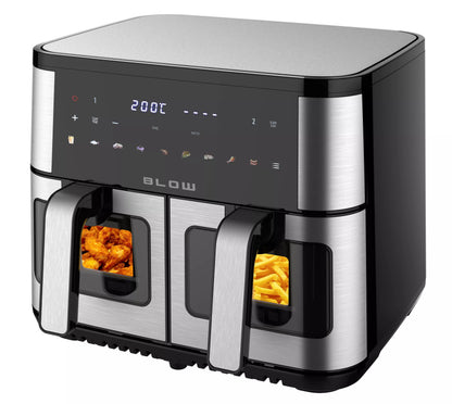 DVIGUBASIS "AIR FRYER" FRYTINĖ BE-ALIEJINĖ KEPIMO KROSNELĖ XXL 9L 2 kaitinimo elementai GALINGA 2600W