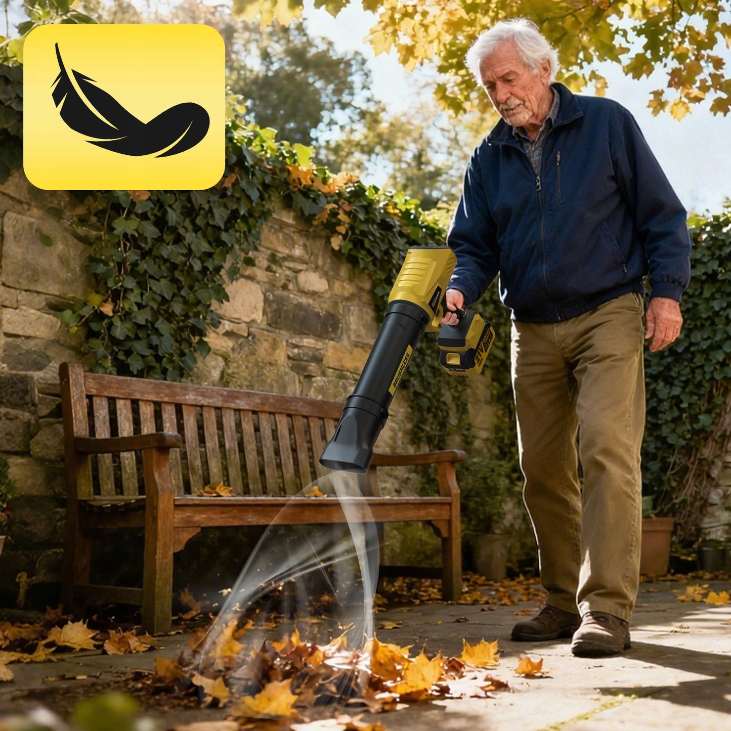 AKUMULIATORINIS SODININKYSTĖS PŪSTUVAS LAPAMS/SNIEGUI/DULKĖMS, 3 ANTGALIAI