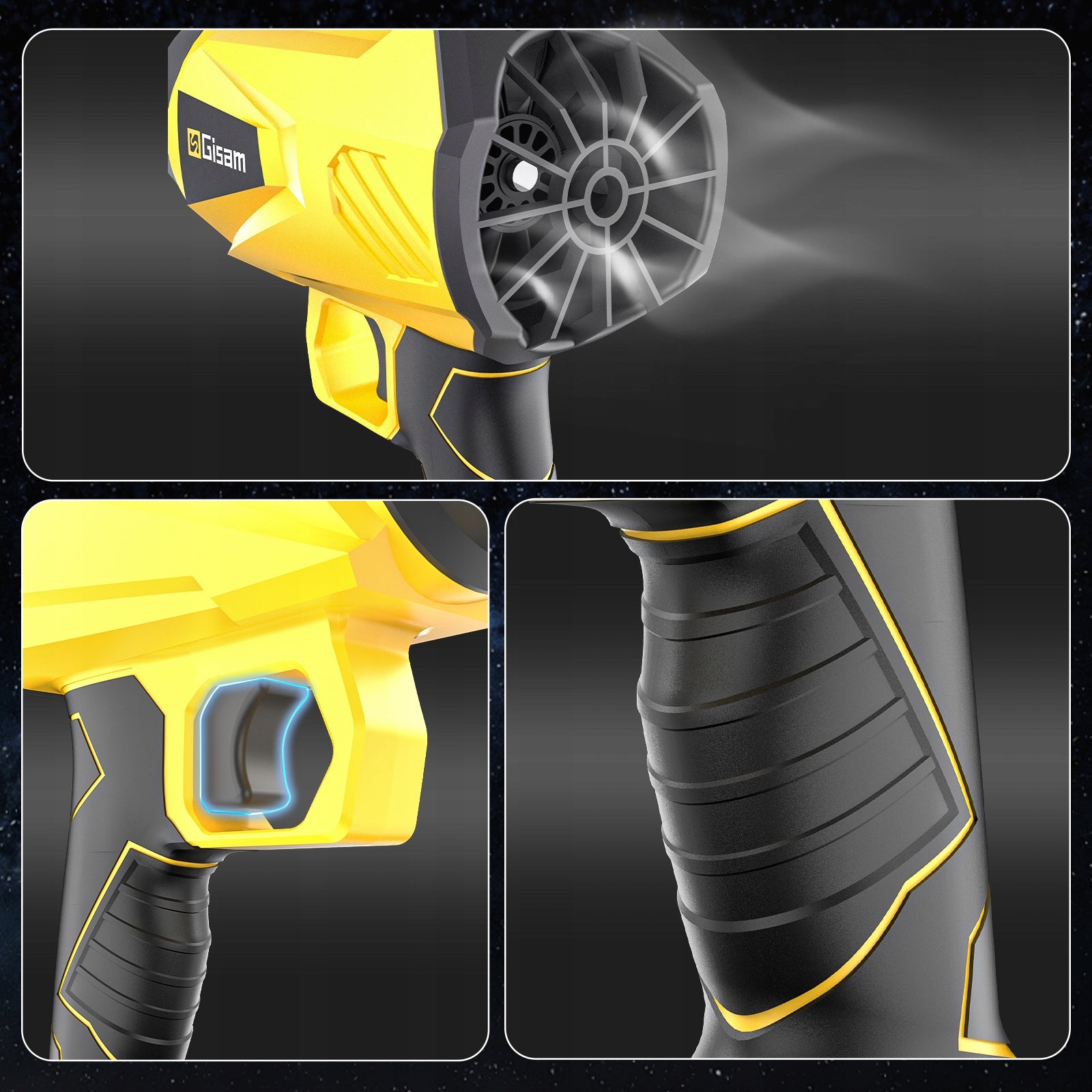 AKUMULIATORINIS SODININKYSTĖS PŪSTUVAS LAPAMS/SNIEGUI/DULKĖMS, 3 ANTGALIAI