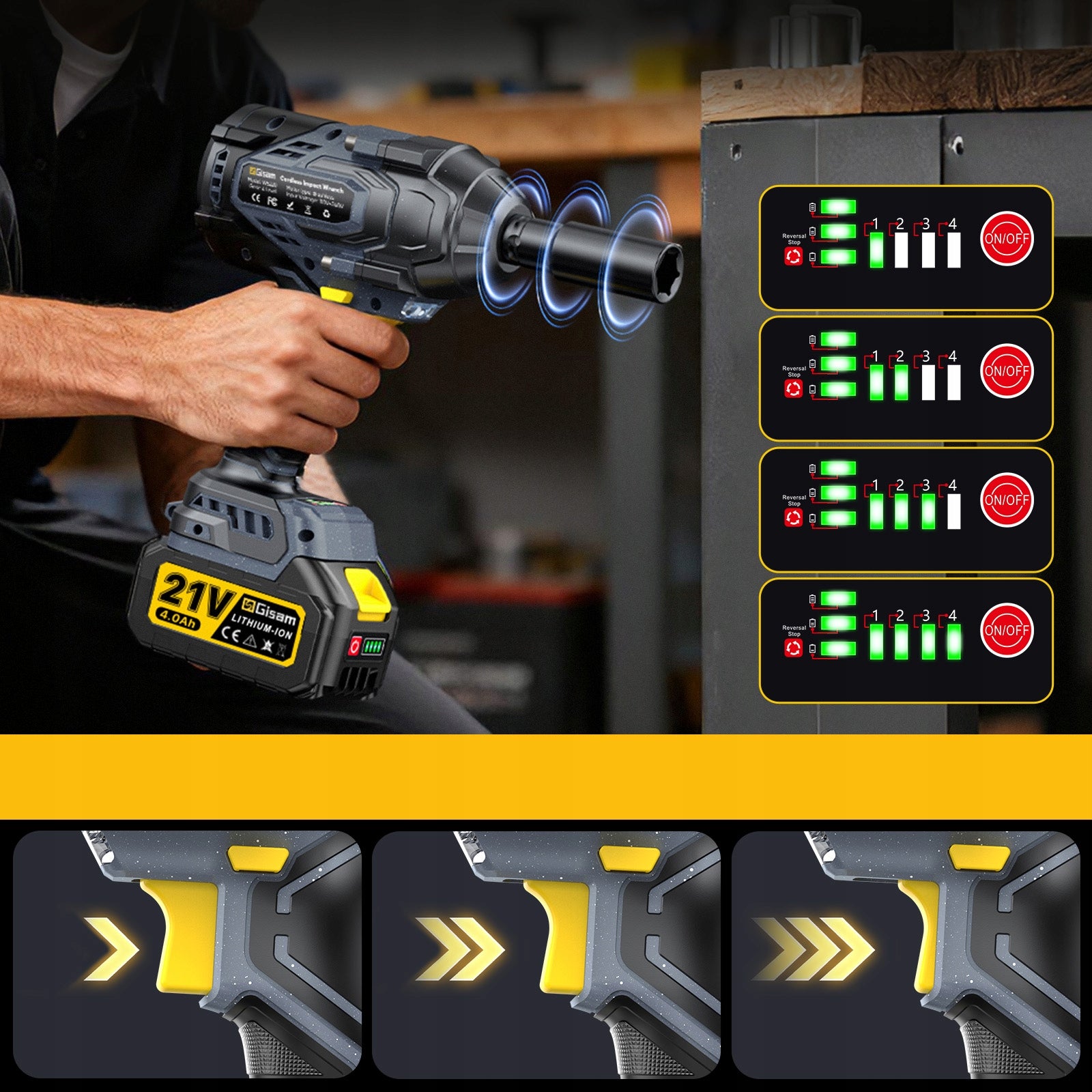 AKUMULIATORINIS SMŪGINIS SUKTUVAS 1800Nm BE ŠEPETĖLIŲ RATAMS + 1x AKUMULIATORIUS