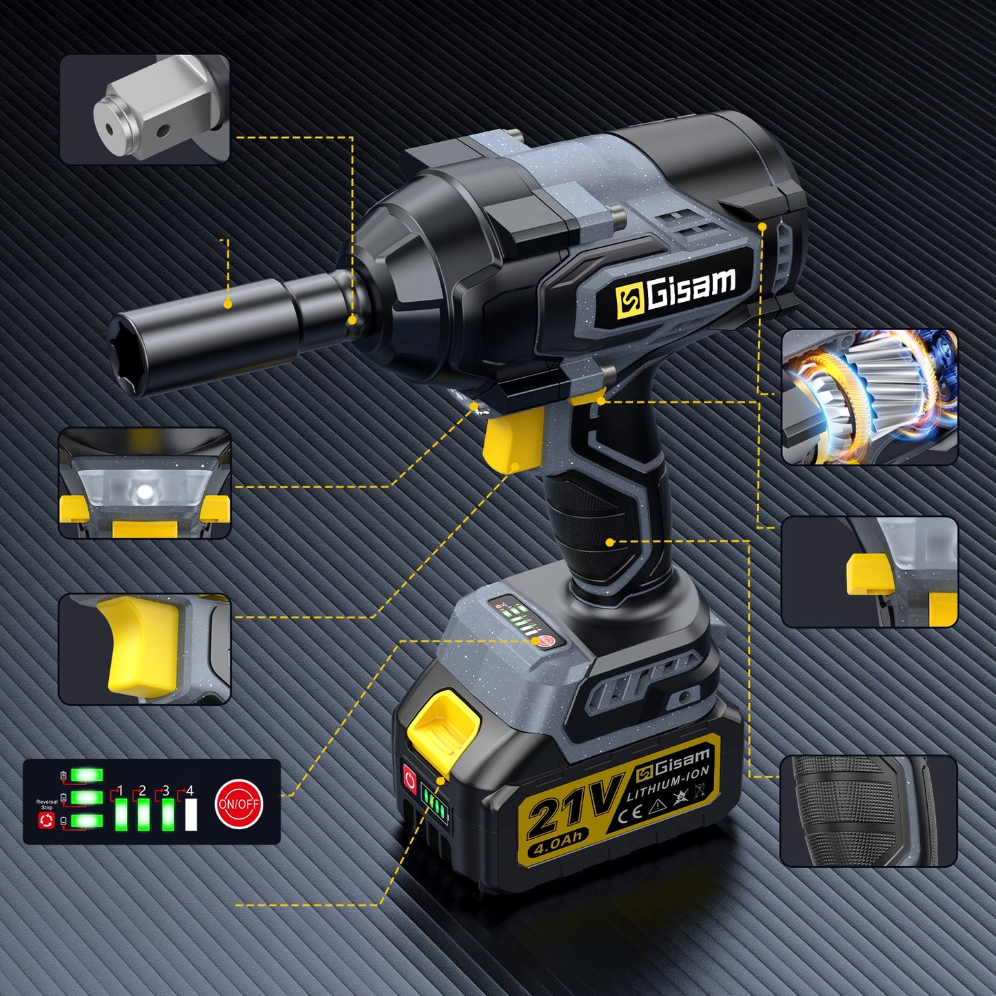 AKUMULIATORINIS SMŪGINIS SUKTUVAS 1800Nm BE ŠEPETĖLIŲ RATAMS + 1x AKUMULIATORIUS