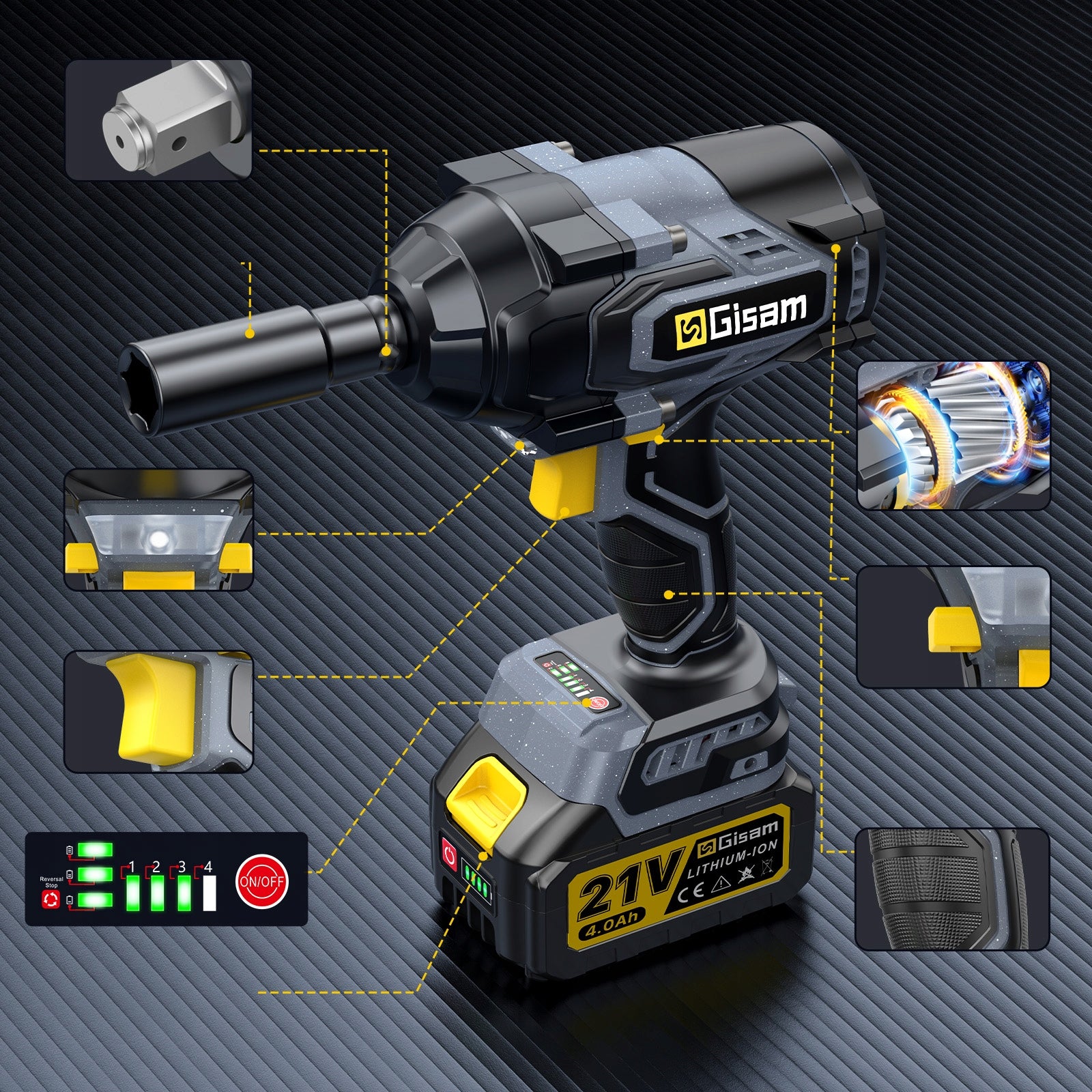 AKUMULIATORINIS SMŪGINIS SUKTUVAS 1800Nm BE ŠEPETĖLIŲ RATAMS + 1x AKUMULIATORIUS