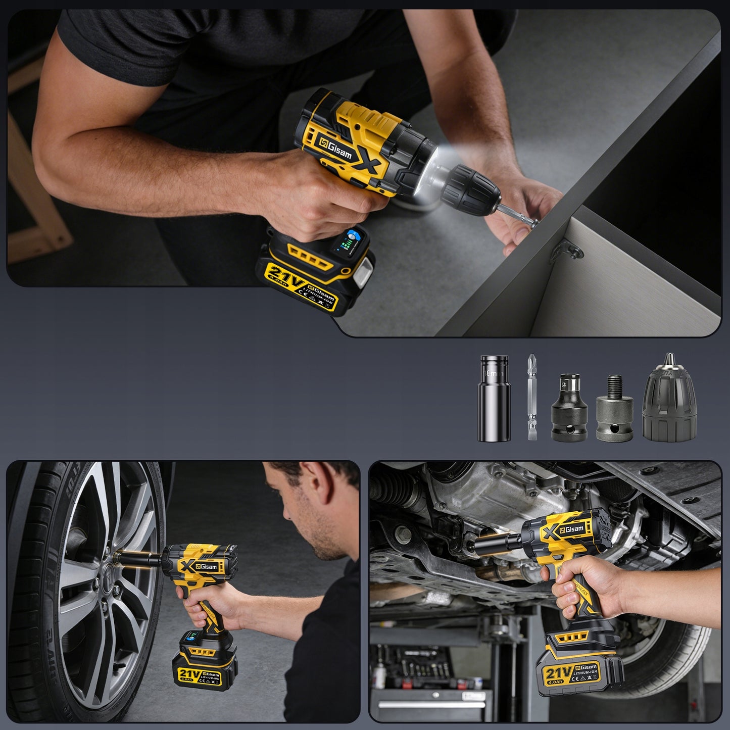 AKUMULIATORINIS SMŪGINIS SUKTUVAS 900Nm STIPRUS SUKTUVAS RATAMS 1x AKUMULIATORIUS