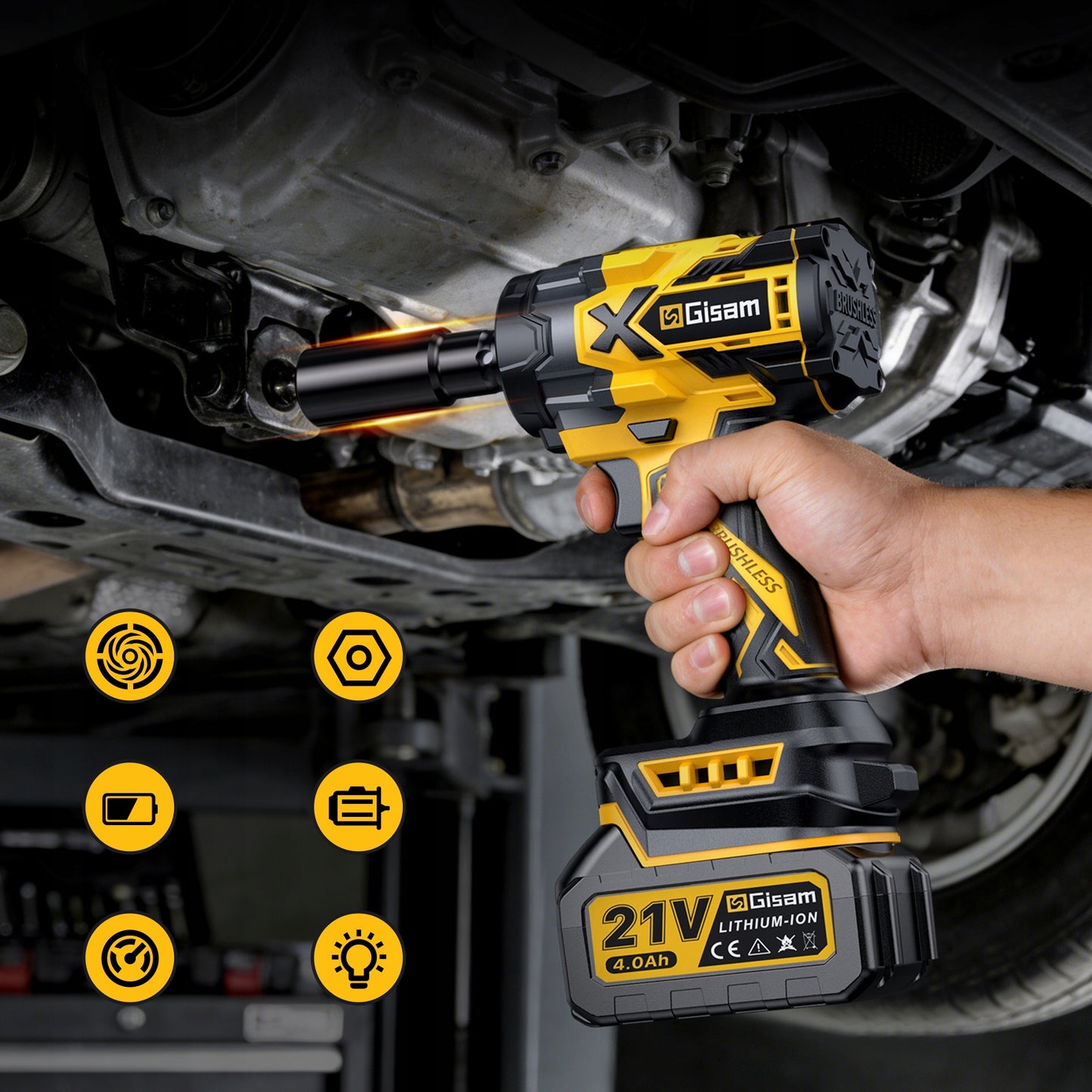 AKUMULIATORINIS SMŪGINIS SUKTUVAS 900Nm STIPRUS SUKTUVAS RATAMS 1x AKUMULIATORIUS