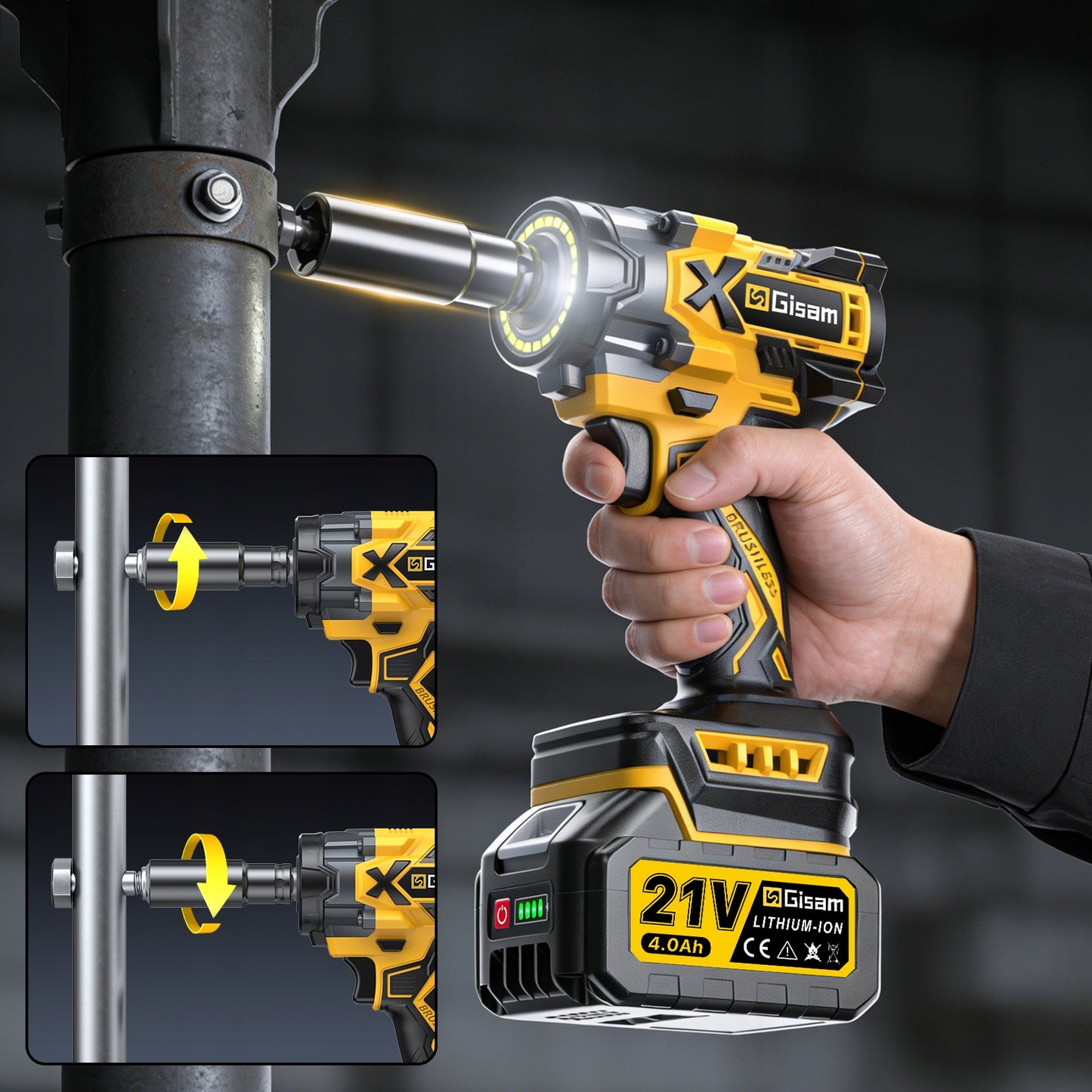 AKUMULIATORINIS SMŪGINIS SUKTUVAS 900Nm STIPRUS SUKTUVAS RATAMS 1x AKUMULIATORIUS