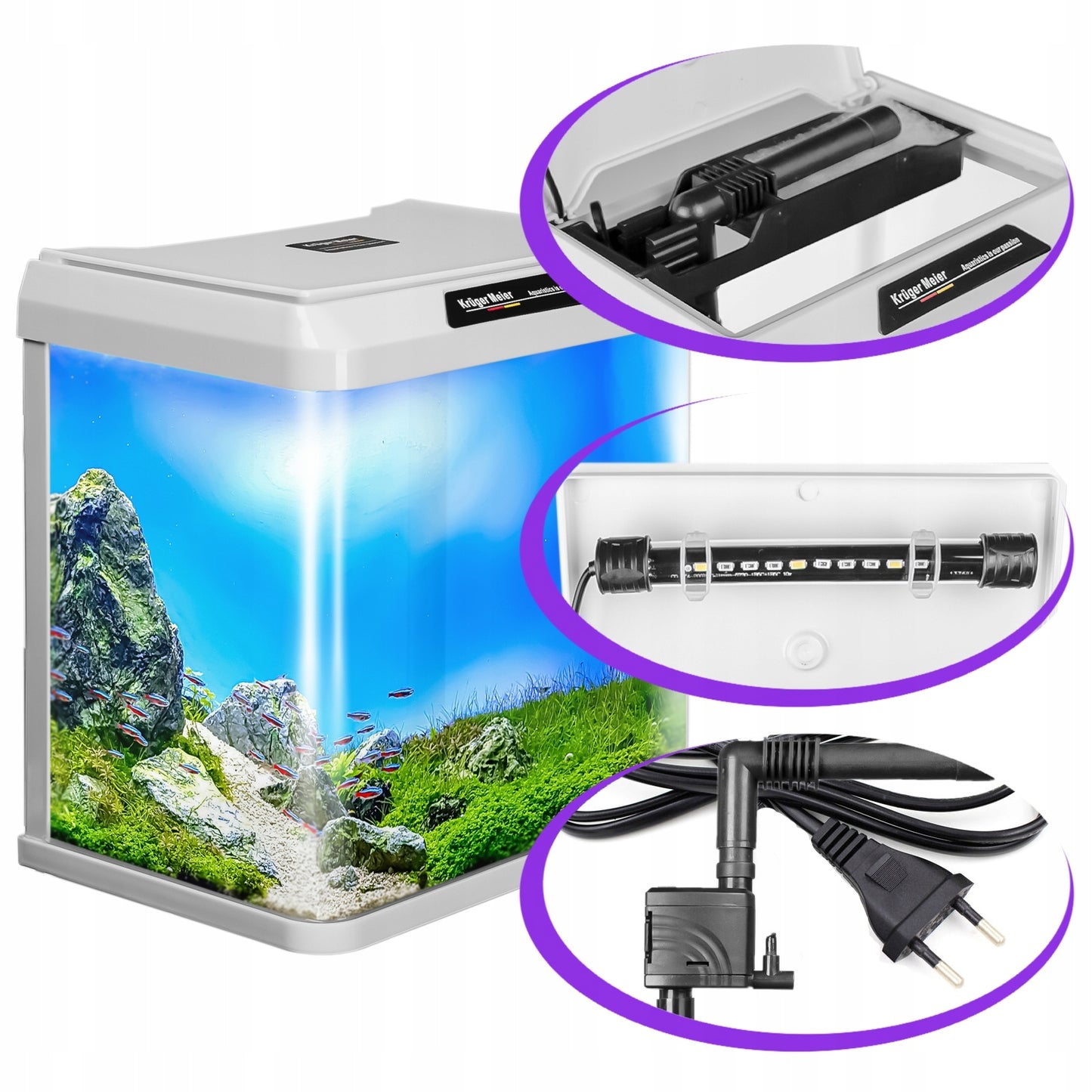 AKVARIUM SU KOMPLEKTACIJA PARUOŠTAS AKVARIUMO RINKINYS 16L BALTAS KRUGER MEIER