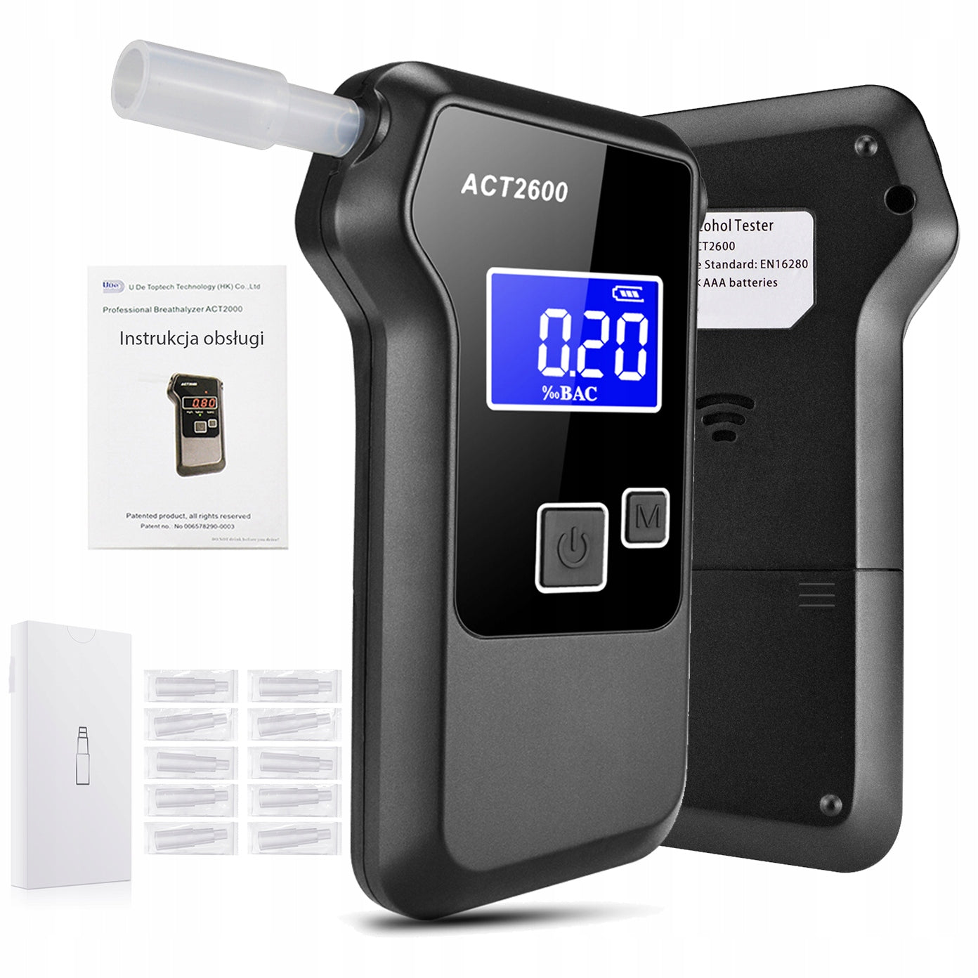 Elektrocheminis alkotesteris su kandikliais, kalibruotas ACT2600