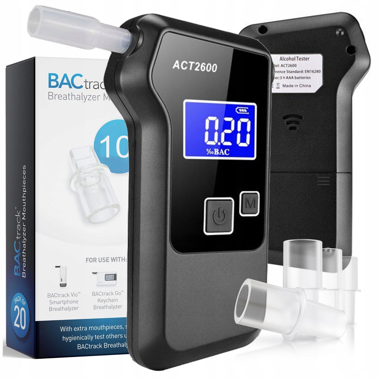 Elektrocheminis alkotesteris su kandikliais, kalibruotas ACT2600