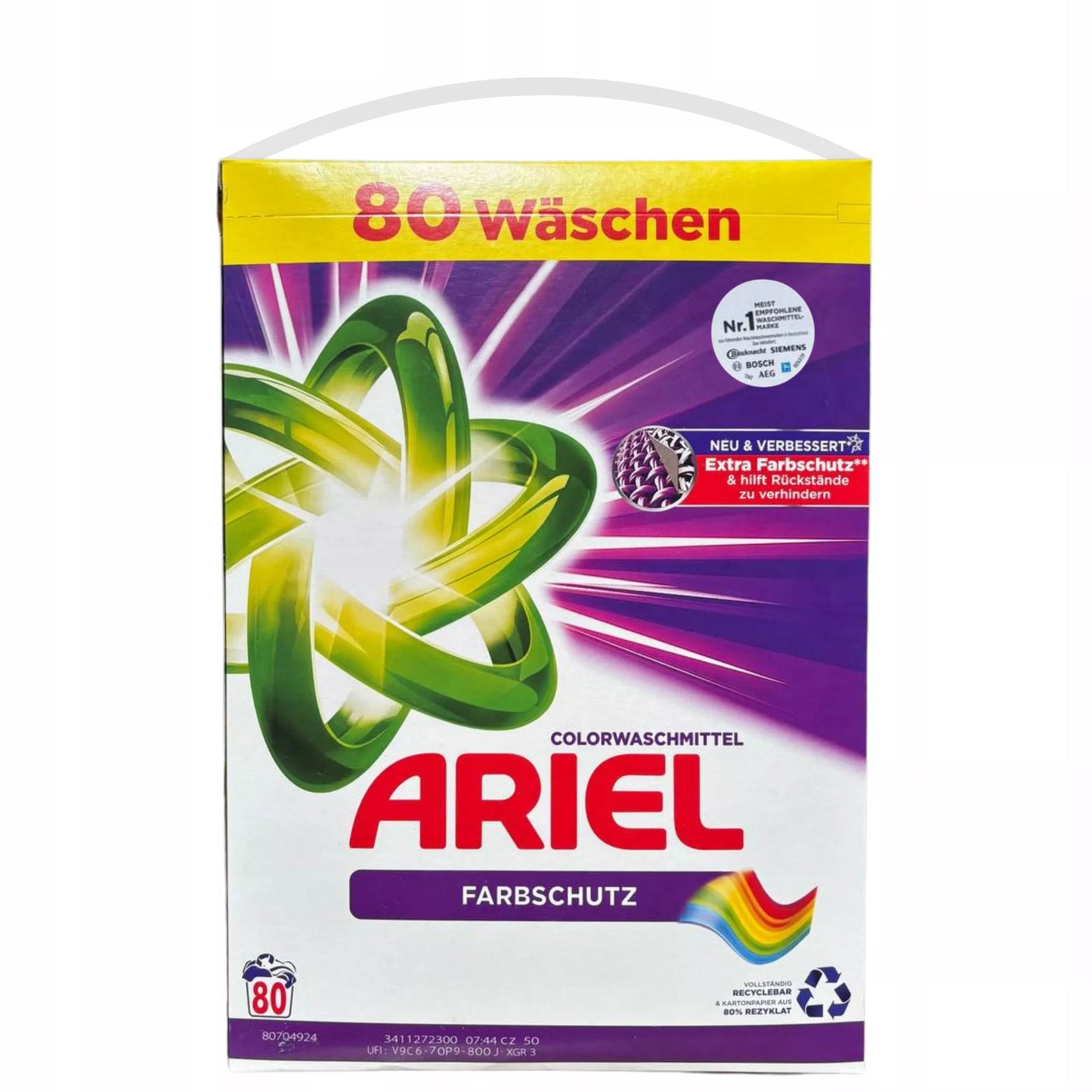 ARIEL skalbylių milteliai spalvotiems audiniams 80 skalbimų VOKIŠKA KOKYBĖ ORIGINALAS 5,2 KG
