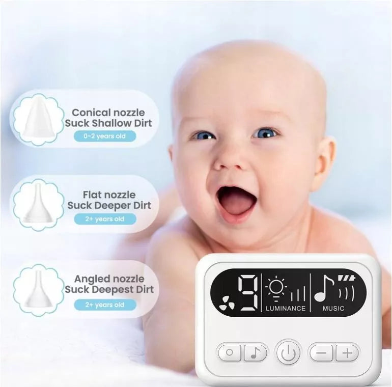 ELEKTRONINIS NOSIES ASPIRATORIUS KŪDIKIAMS TYLUS LCD 9 REŽIMAI 3 ANTGALIAI