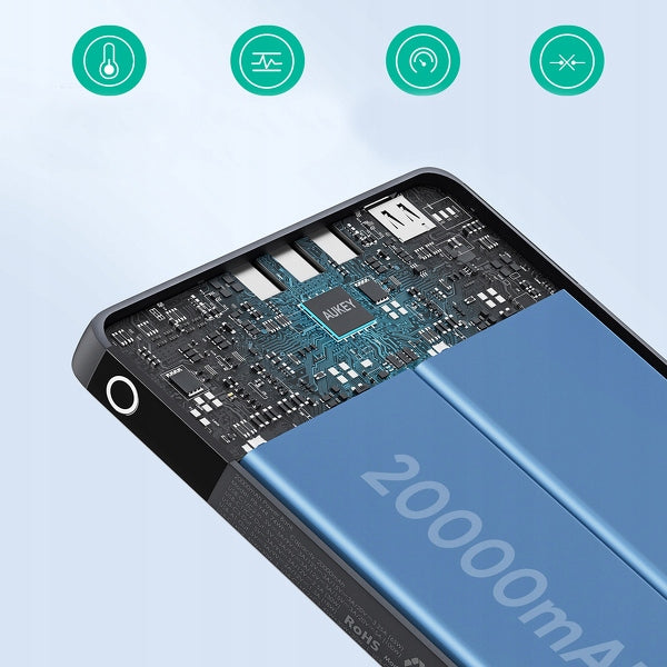 AUKEY PB-Y44 Sprint X Slim Power Bank 20000mAh 20V 100W QC PD 3.0 4xUSB LCD