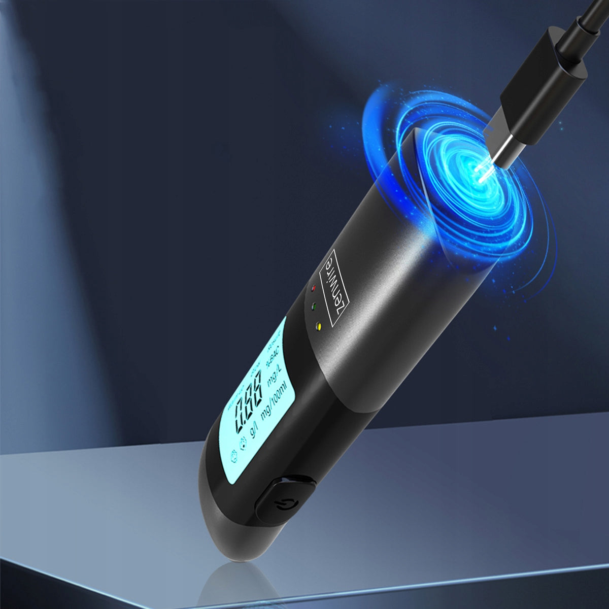 Profesionalus belaidis policijos alkotesteris, USB-C akumuliatorius