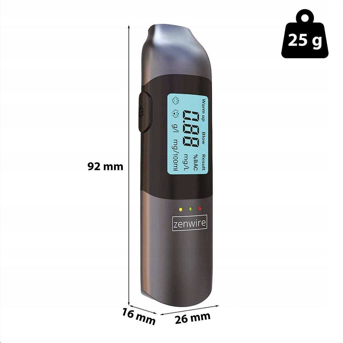 Profesionalus belaidis policijos alkotesteris, USB-C akumuliatorius