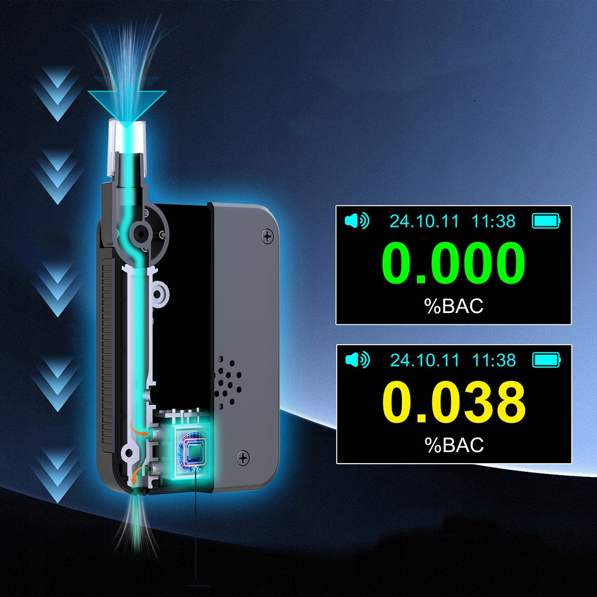 Profesionalus elektrocheminis policijos "AI" alkotesteris be kandiklio, 6 kandikliai