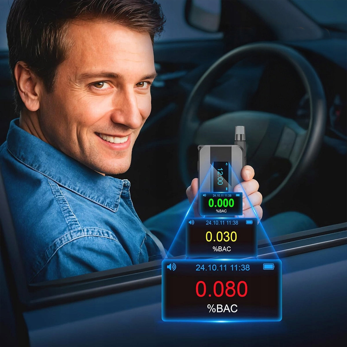 Profesionalus elektrocheminis policijos "AI" alkotesteris be kandiklio, 6 kandikliai
